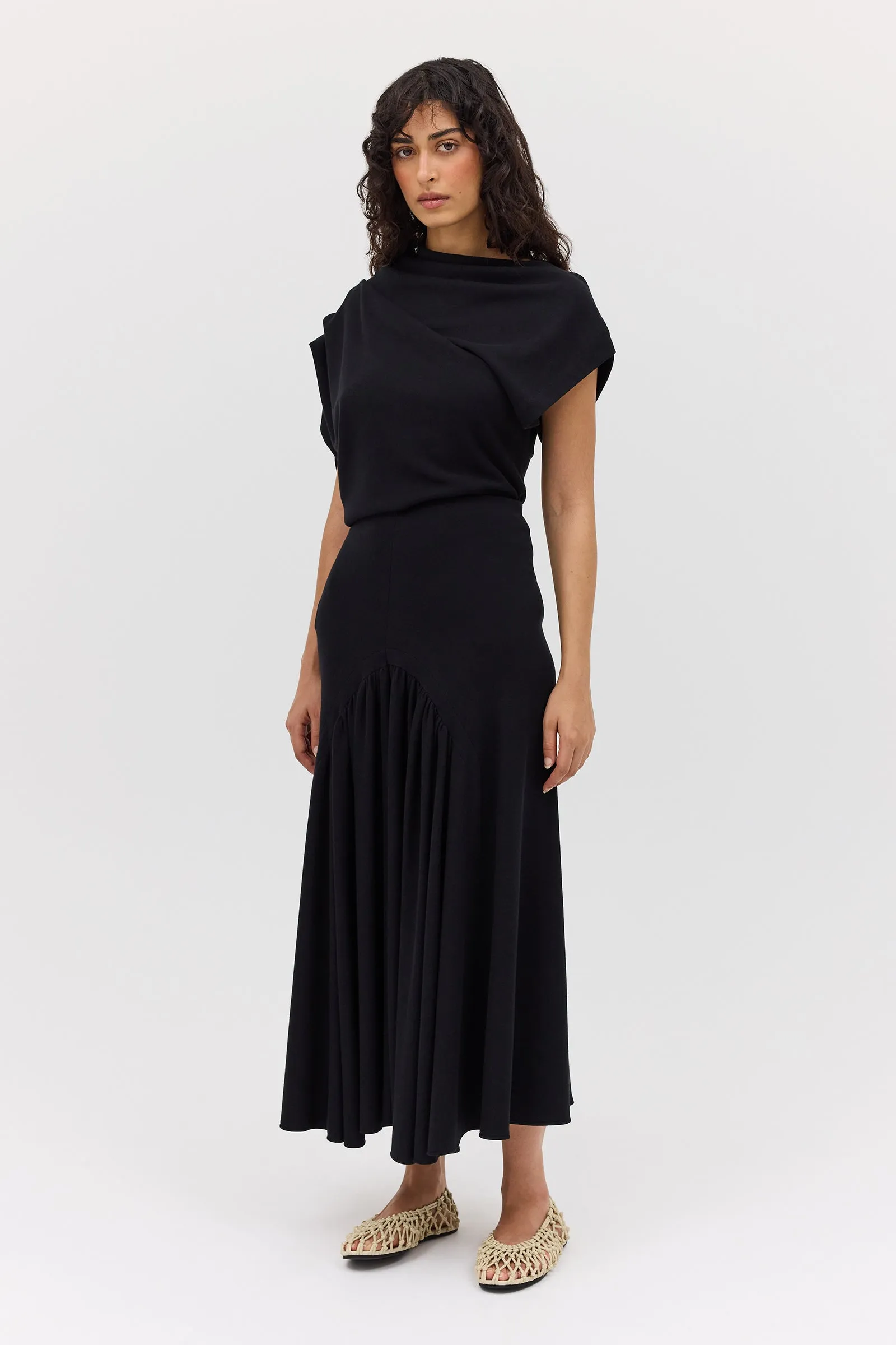 BLACK WOOL JERSEY DECODE TOP