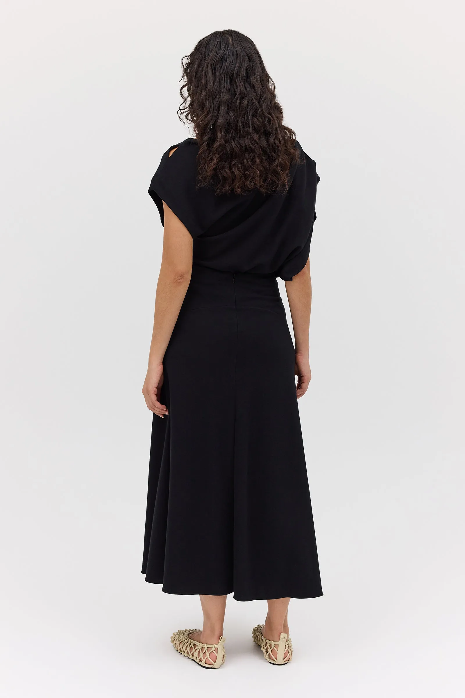 BLACK WOOL JERSEY DECODE TOP