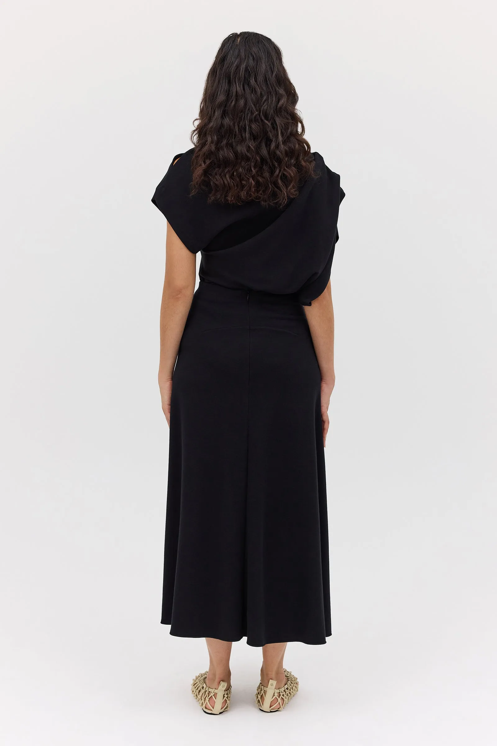 BLACK WOOL JERSEY DECODE TOP