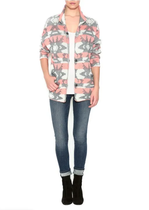 Blu Pepper | Aztec Print Sweater Cardigan