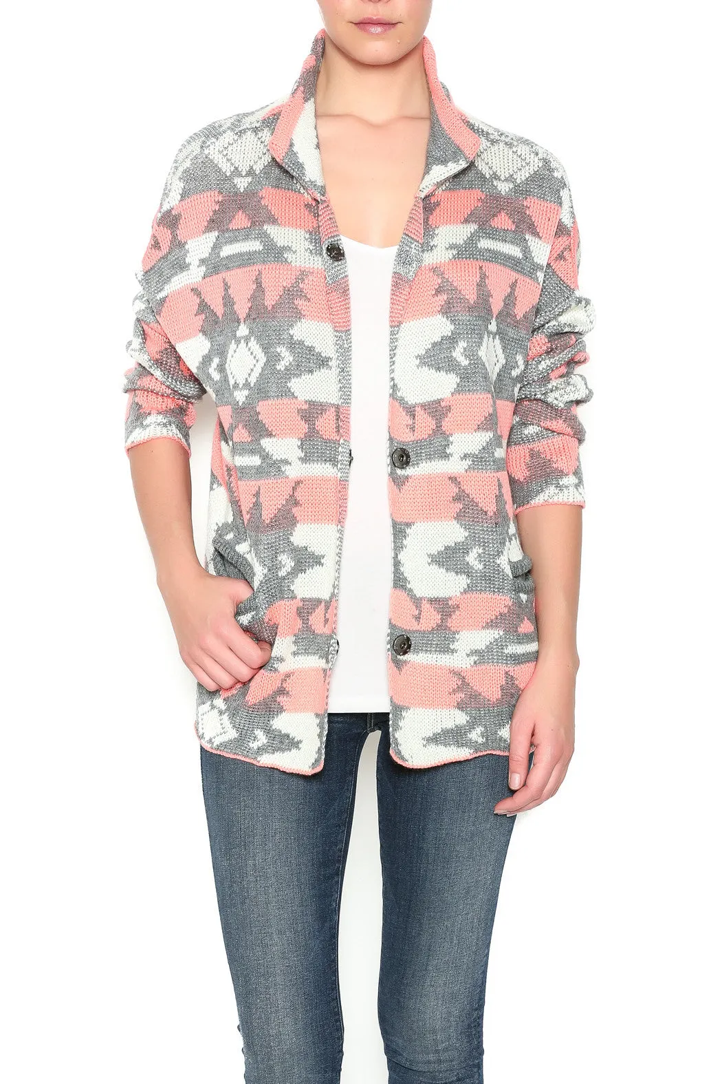 Blu Pepper | Aztec Print Sweater Cardigan