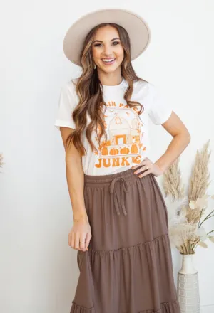 Bohemian Tiered Maxi Skirt in Mocha