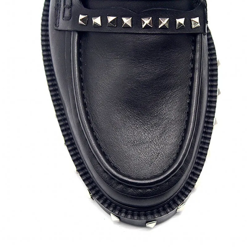 British Style Mens  Slip-On Cowhide Korean Style Casual Lazy Sandals