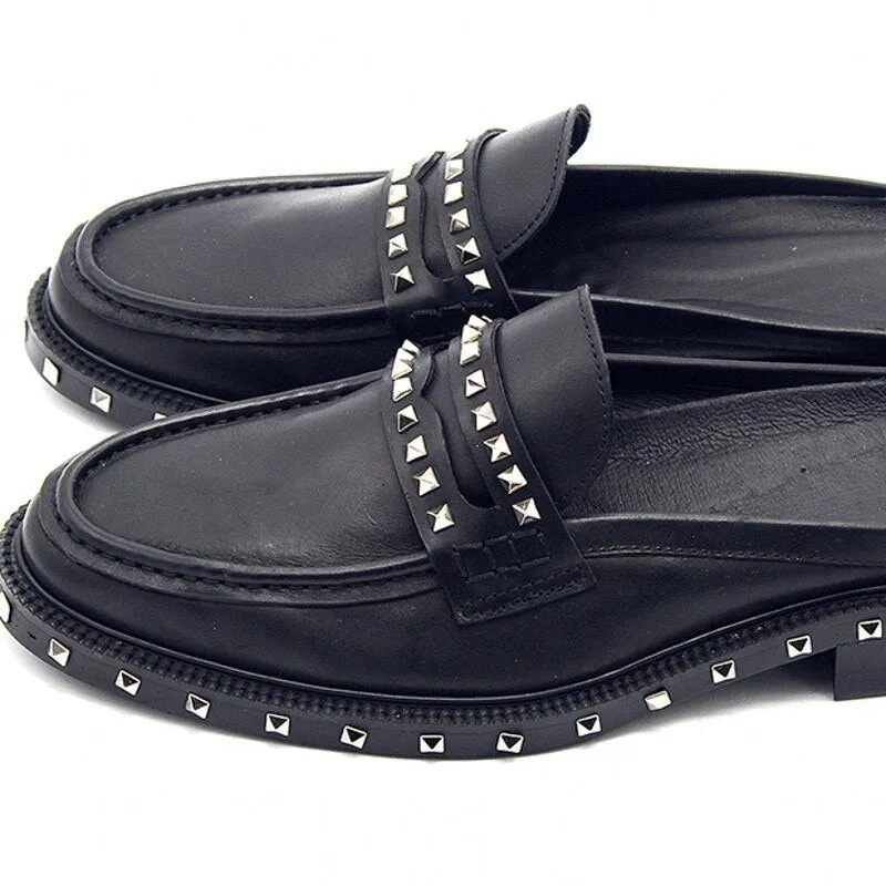 British Style Mens  Slip-On Cowhide Korean Style Casual Lazy Sandals