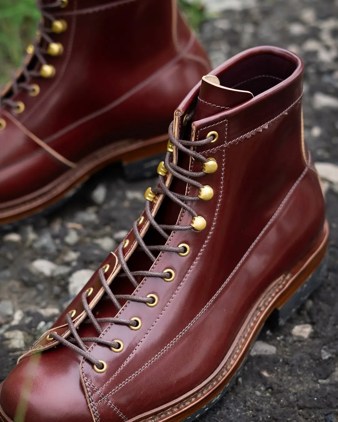Burgundy Leather Lace-Up Step Steeds Boots - Hiking and Trekking Boots