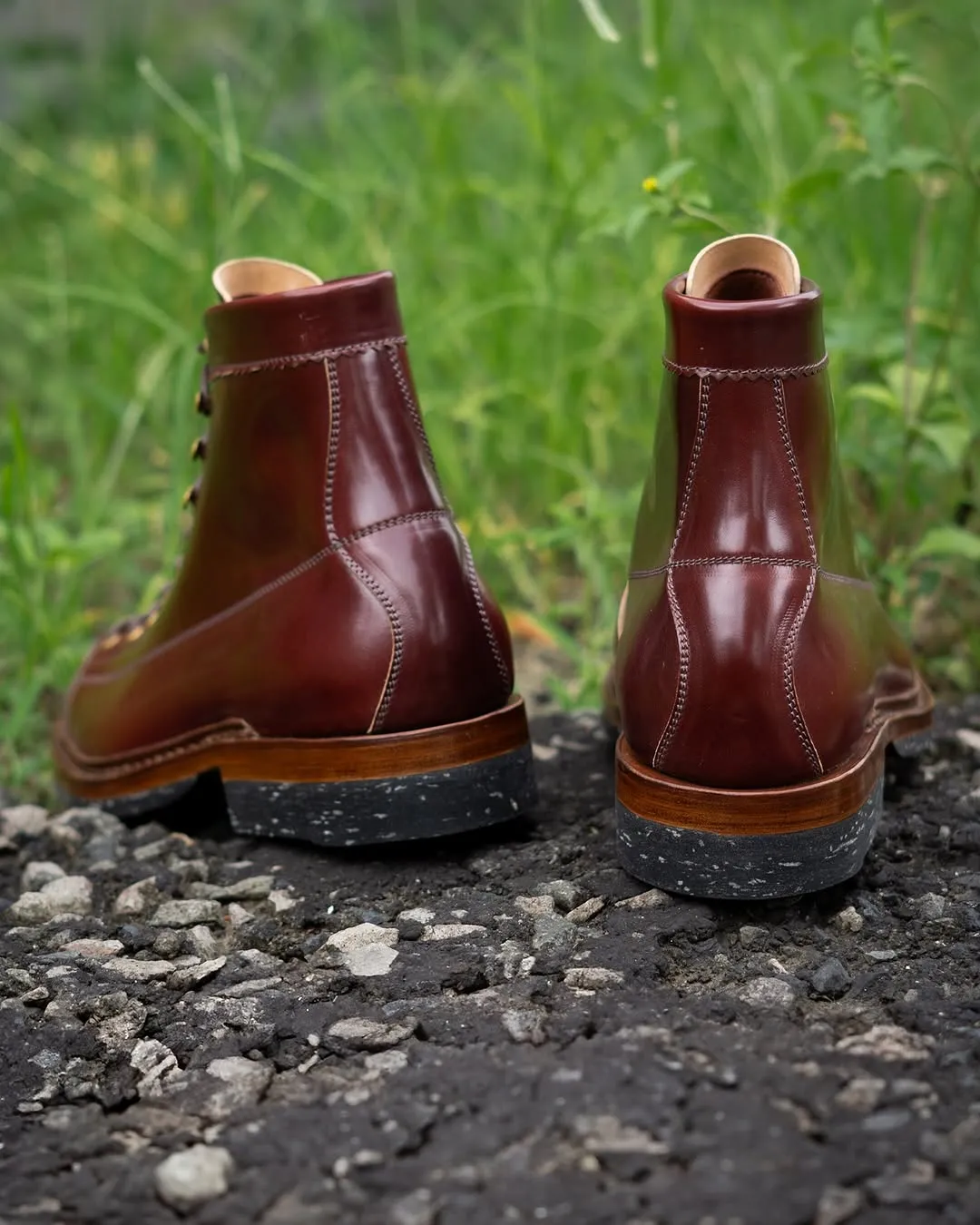 Burgundy Leather Lace-Up Step Steeds Boots - Hiking and Trekking Boots