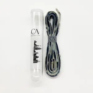 CA Lace “Blue Tie Dyed” Cotton Hand Crafted Shoe Laces with Custom CA Brass Aglet