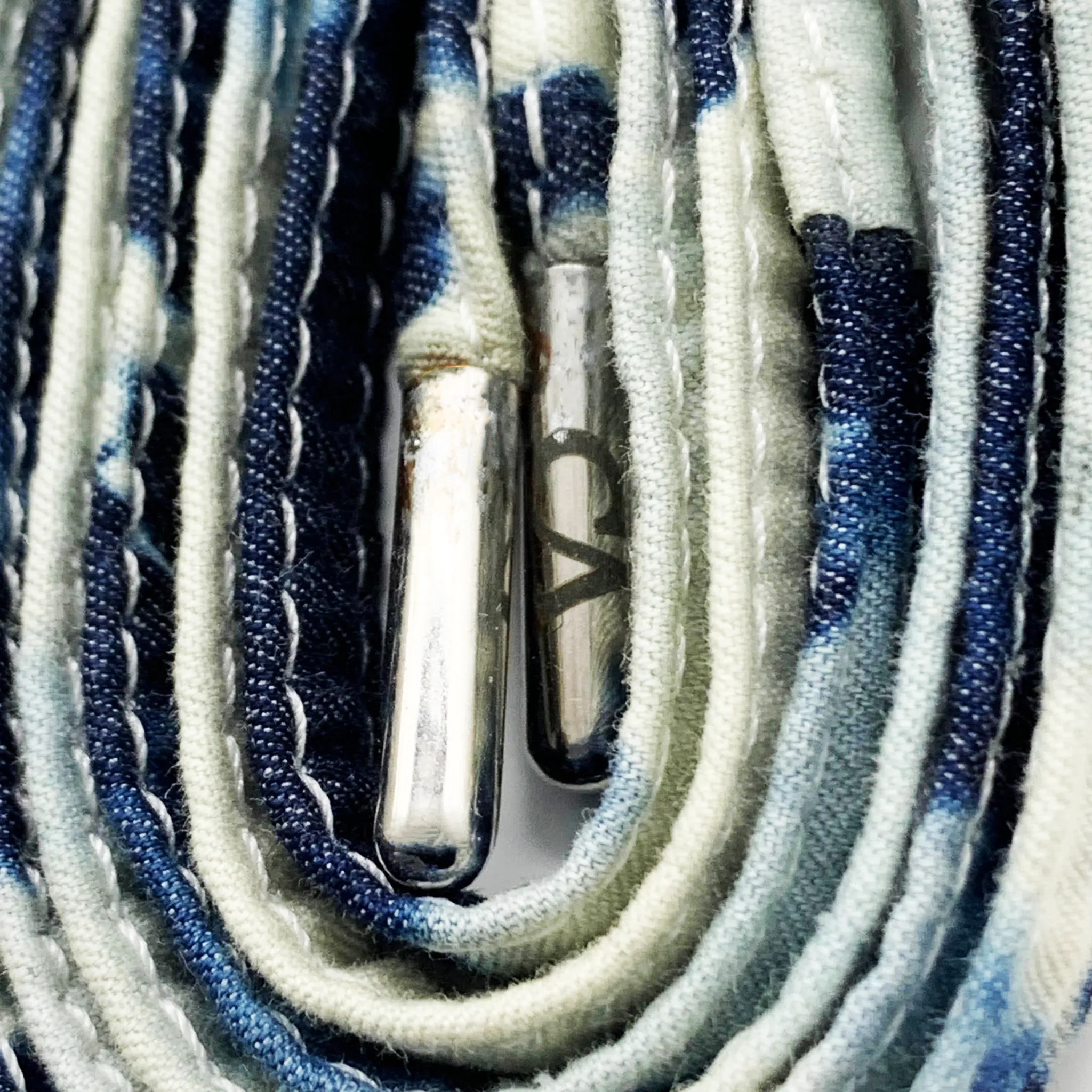 CA Lace “Blue Tie Dyed” Cotton Hand Crafted Shoe Laces with Custom CA Brass Aglet