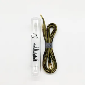 CA Lace “Green Camouflage” Italian Leather Hand Crafted Shoe Laces with Custom CA Brass Aglet