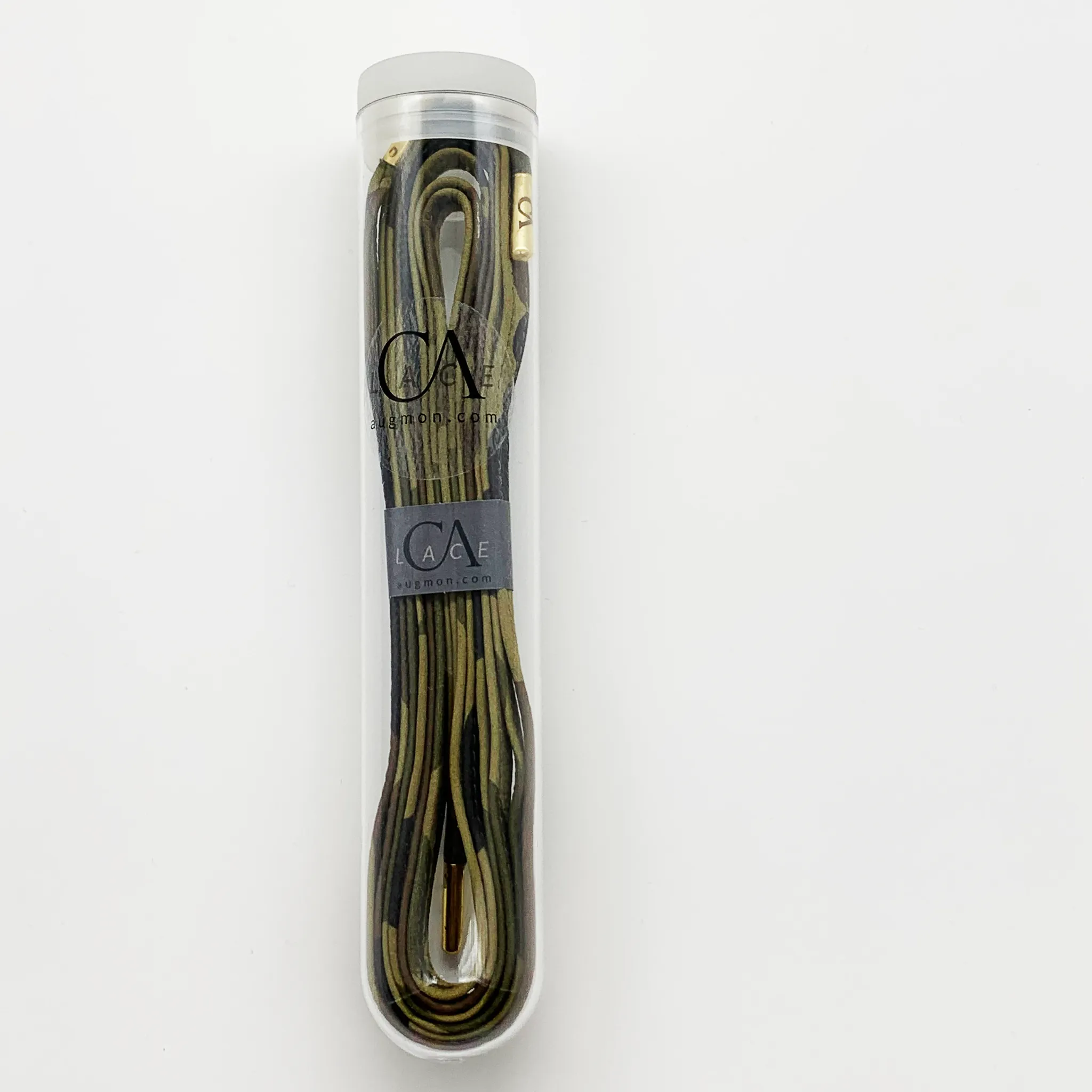 CA Lace “Green Camouflage” Italian Leather Hand Crafted Shoe Laces with Custom CA Brass Aglet