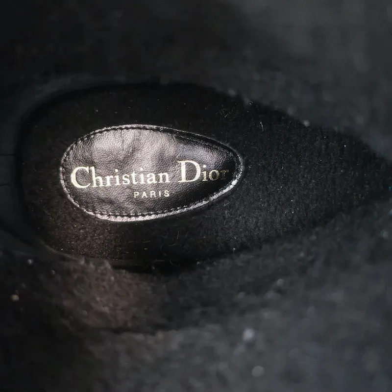 Christian Dior Granville Shearling Espadrille Boots Navy Velvet Oblique Size 39