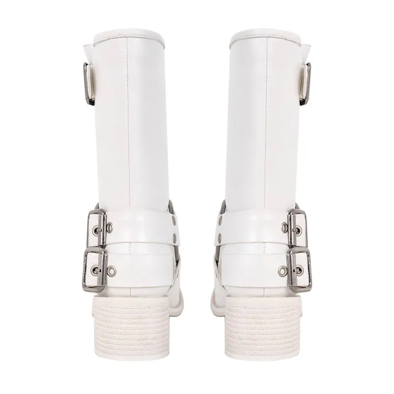 Chunky Heel Buckle Ankle Boots