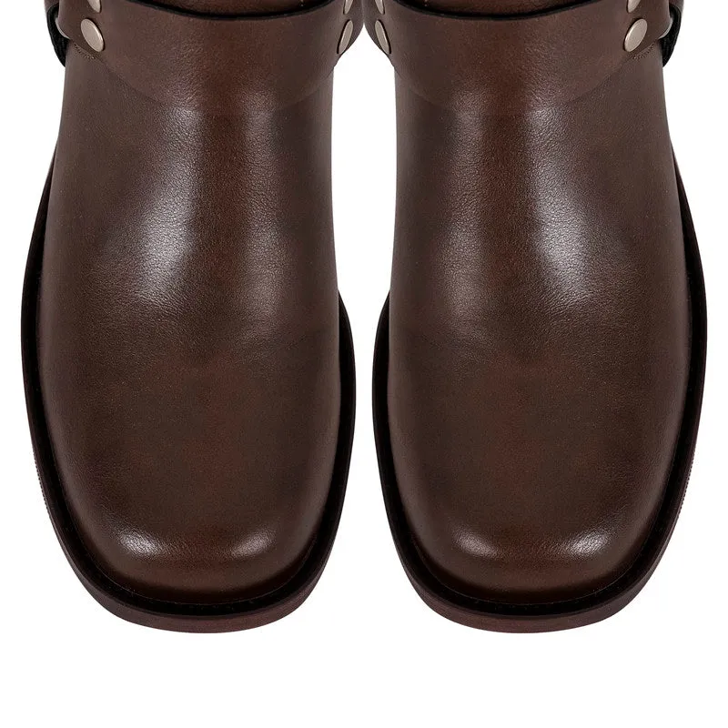 Chunky Heel Buckle Ankle Boots