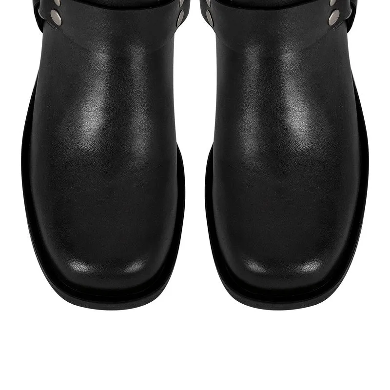 Chunky Heel Buckle Ankle Boots