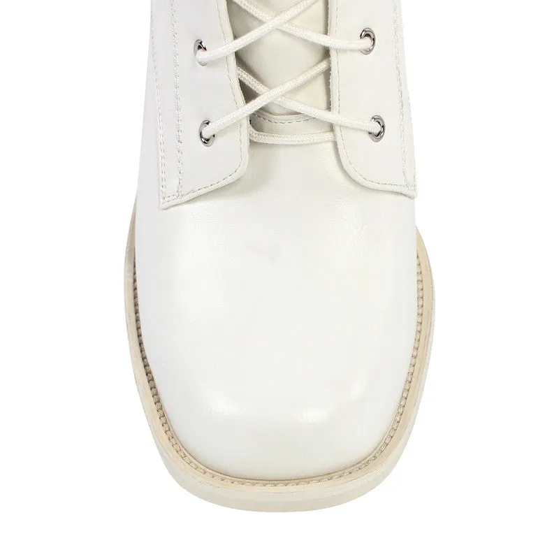 Chunky Heel Lace Up Square Toe Boots