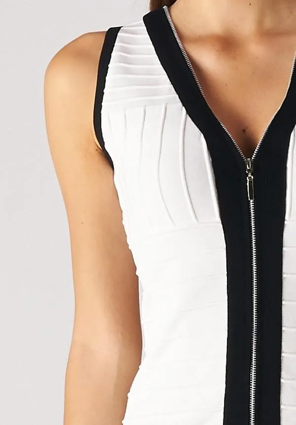 Colorblock Bandage Vest With Front Zipper