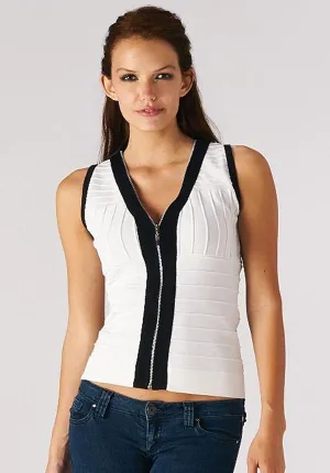 Colorblock Bandage Vest With Front Zipper