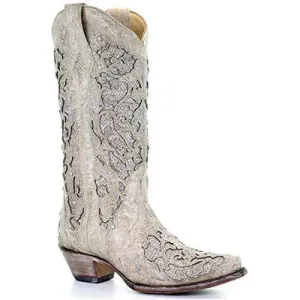 CORRAL WHITE GLITTER INLAY AND CRYSTALS A3322