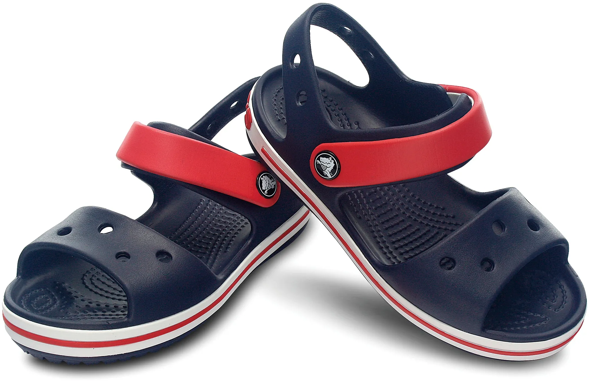 Crocs Kids Crocband Adjustable Strap Sandals In Navy/Red
