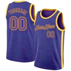 Custom Purple Teal-Gold Authentic City Edition Basketball Jersey