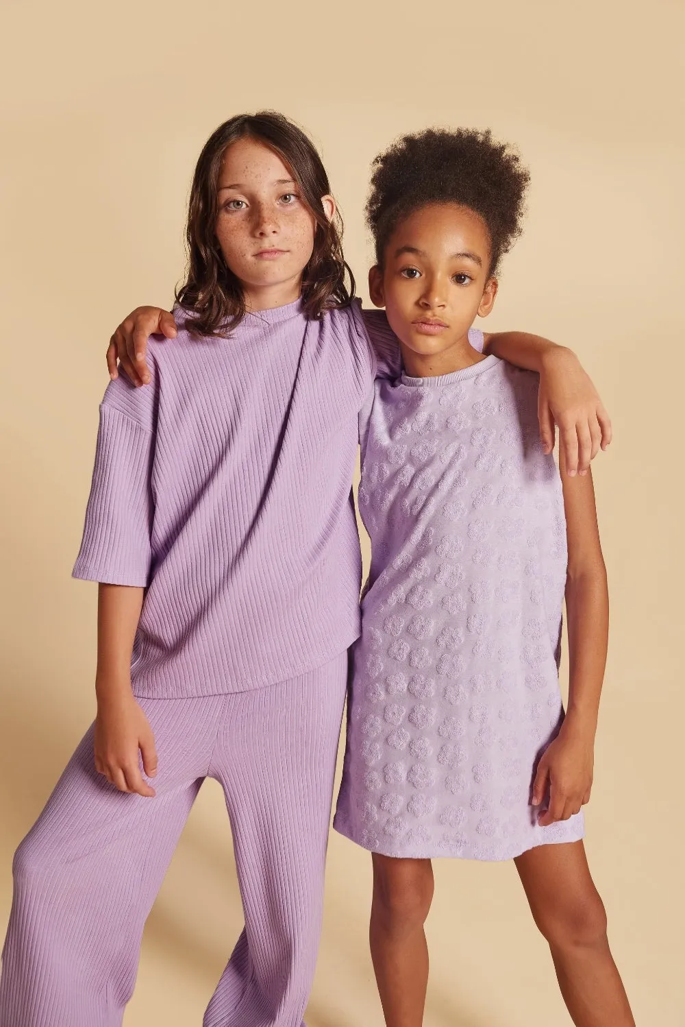 Danny Wide Leg Pants | Lavender Macaron Large Rib