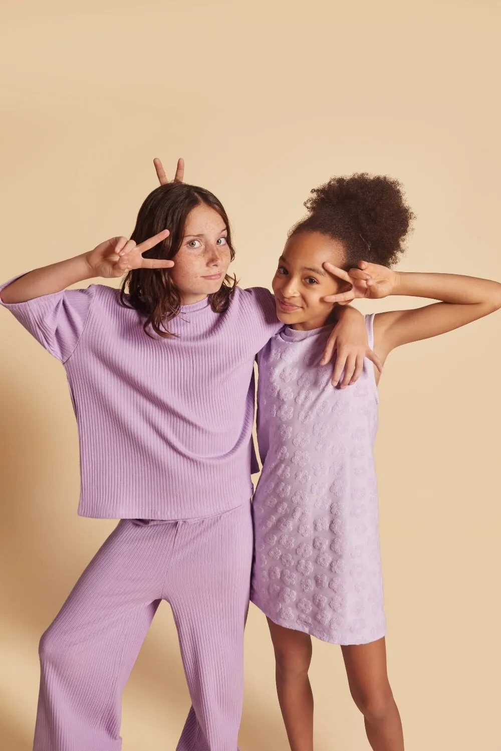 Danny Wide Leg Pants | Lavender Macaron Large Rib