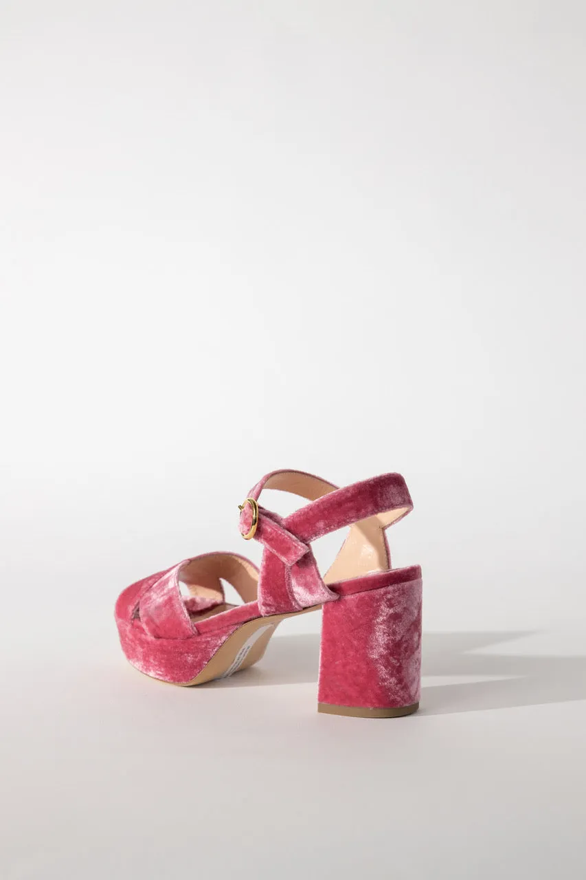 Diedre Sandal in Rose Crushed Velvet