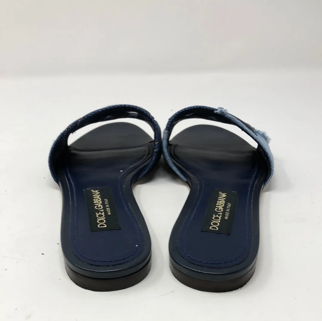 Dolce & Gabbana Denim Two Tone and Navy Leather Sandal