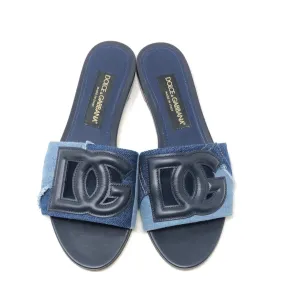 Dolce & Gabbana Denim Two Tone and Navy Leather Sandal