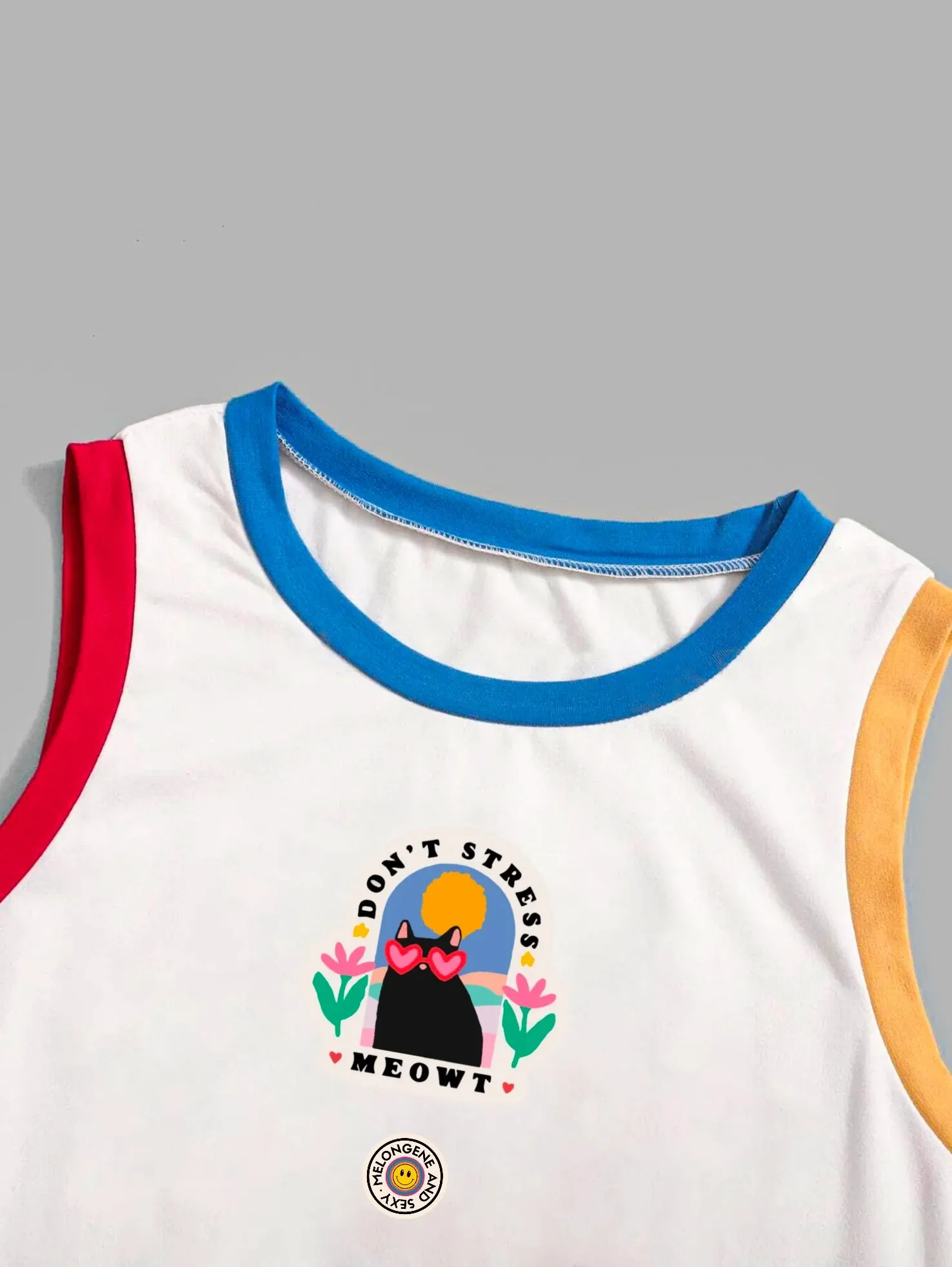 Don't Stress Meow The Breezy White Crop Top
