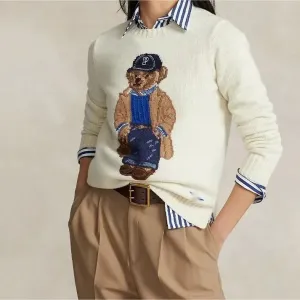 Embroidered Bear Sweater | Preppy Icon | Playful Meets Polished