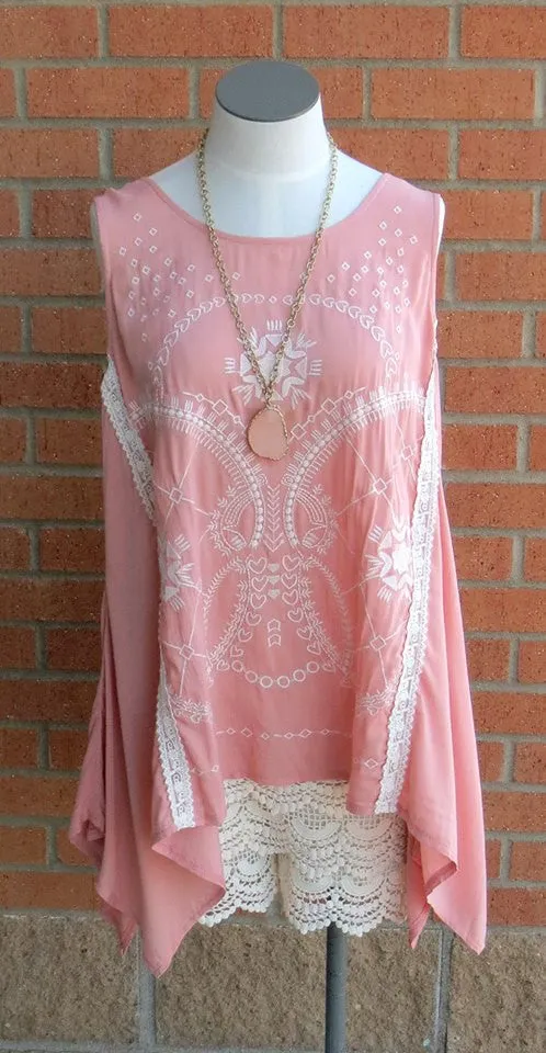Entro | Blush Aztec Cross Stitch Blouse