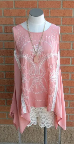 Entro | Blush Aztec Cross Stitch Blouse