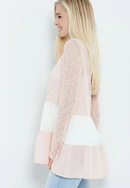 Entro | Tri Color Tunic Top Pink
