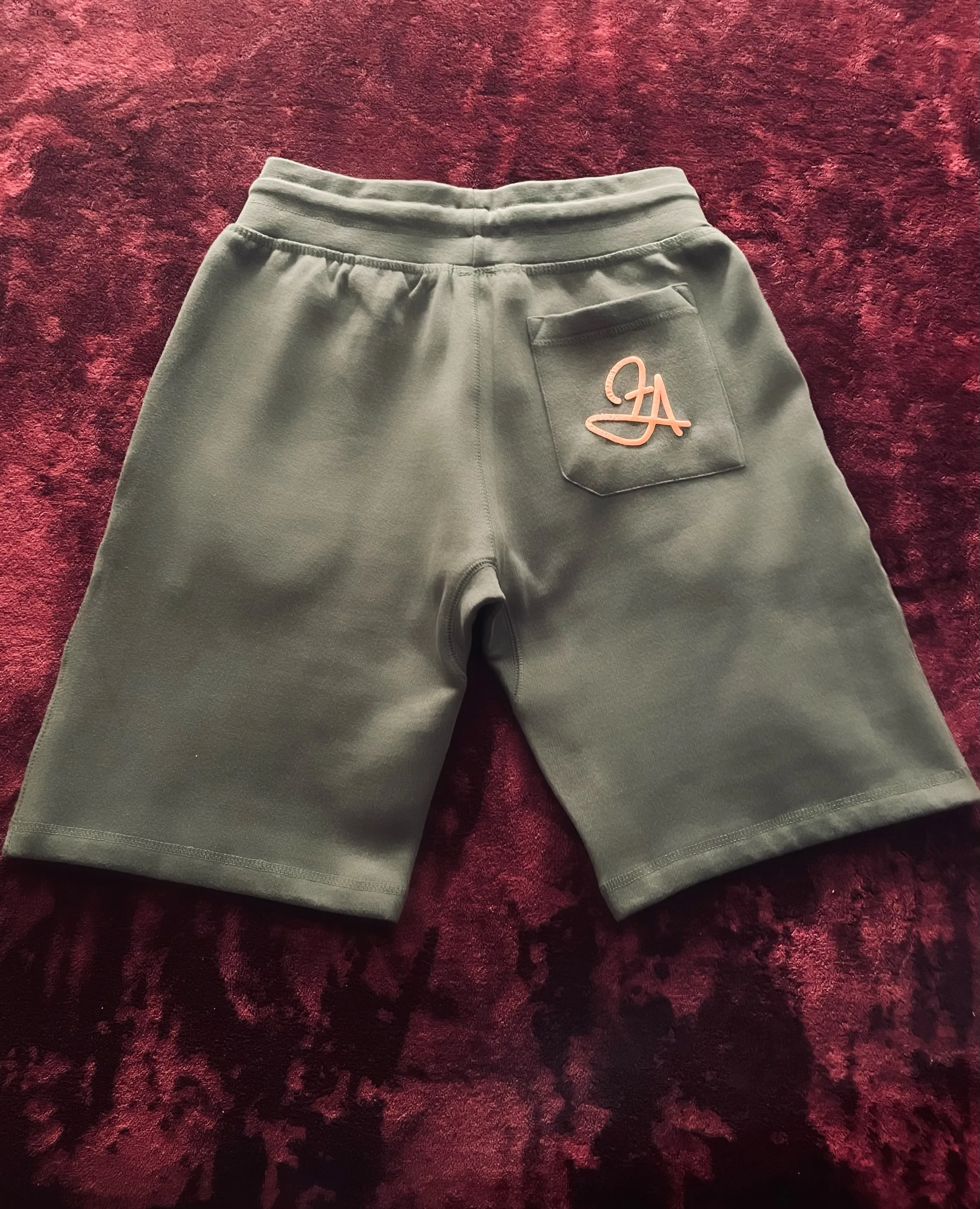 Fallon Aurielle Unisex Signature 3 Piece Detroit Rep Yo Set Short Set (Olive Green & Neon Orange)