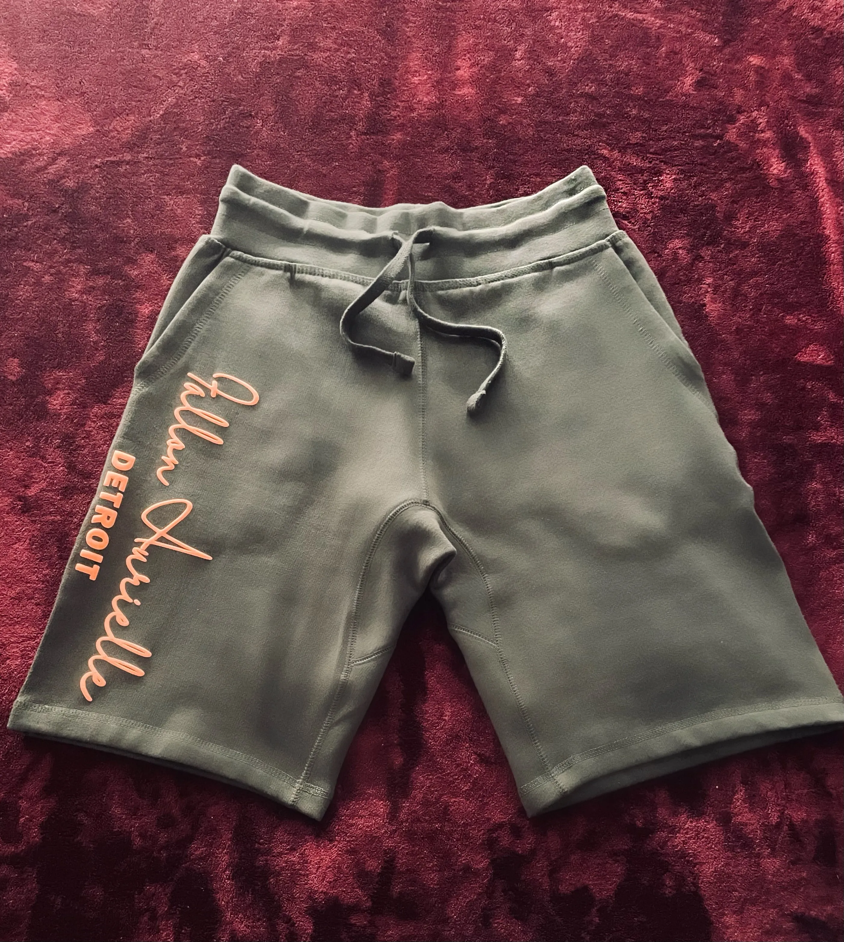Fallon Aurielle Unisex Signature 3 Piece Detroit Rep Yo Set Short Set (Olive Green & Neon Orange)