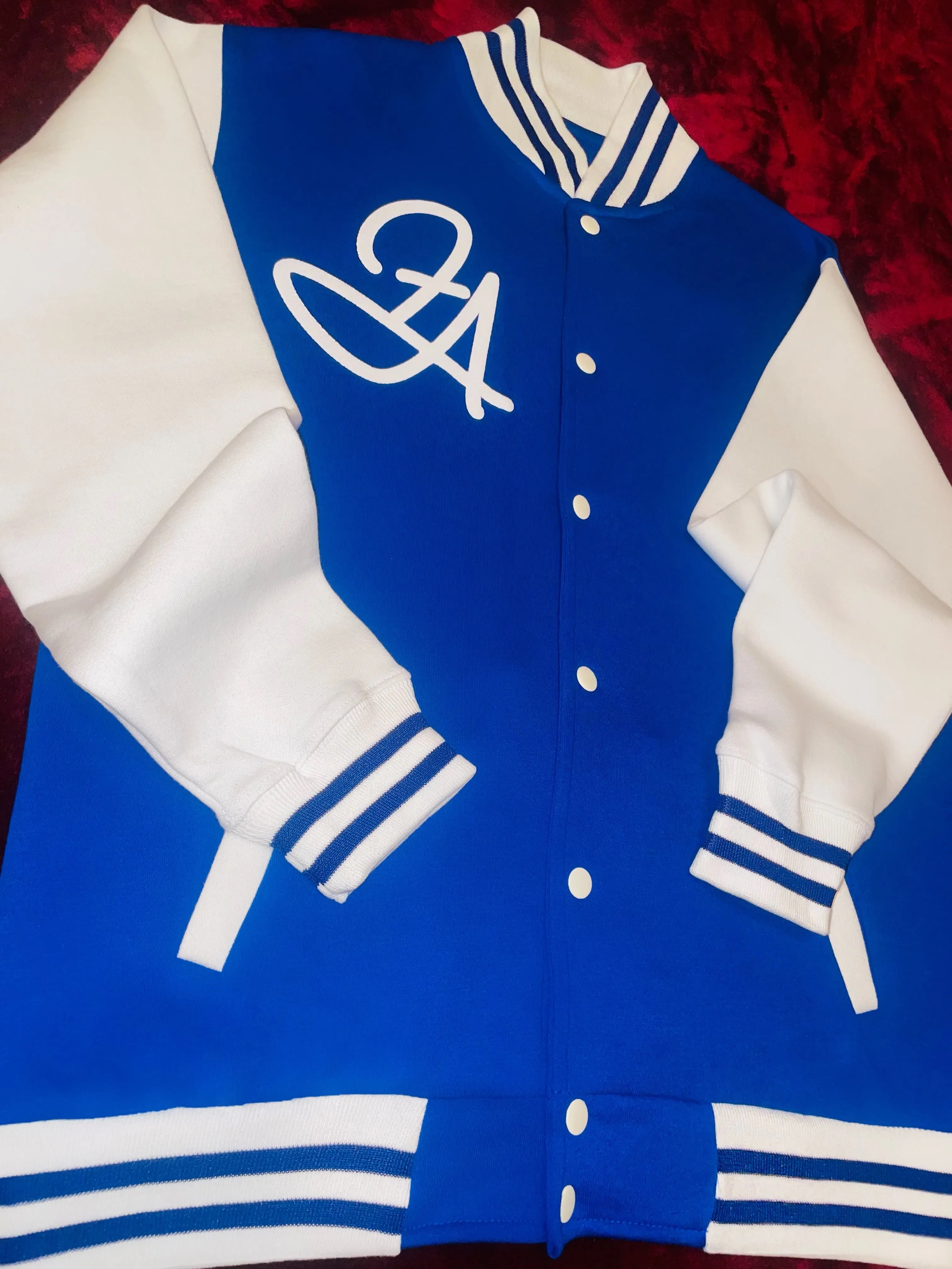 Fallon Aurielle Unisex Signature Aquarius Logo & Name Zodiac Jacket Jogging Set (Royal Blue & White)