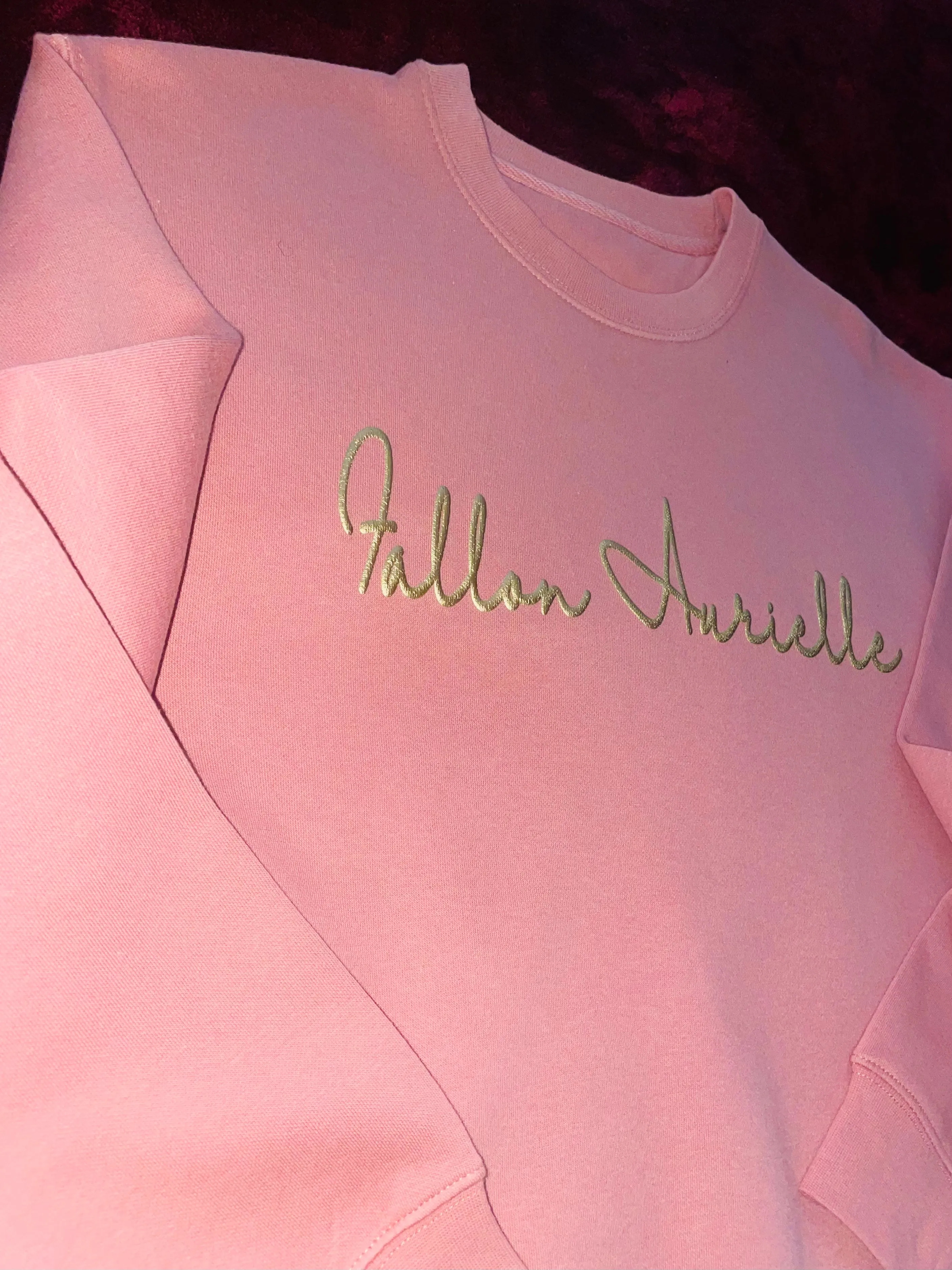 Fallon Aurielle Unisex Signature Classic Crewneck Sweater (Peach & Gold)