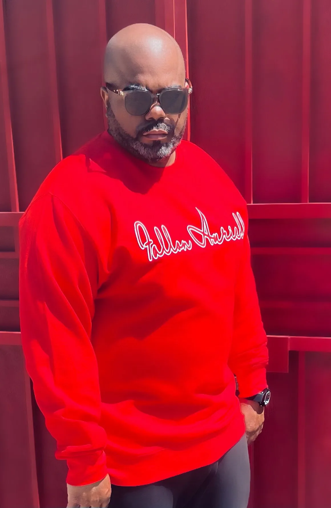 Fallon Aurielle Unisex Signature Classic Crewneck Sweater (Red & White)