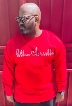 Fallon Aurielle Unisex Signature Classic Crewneck Sweater (Red & White)