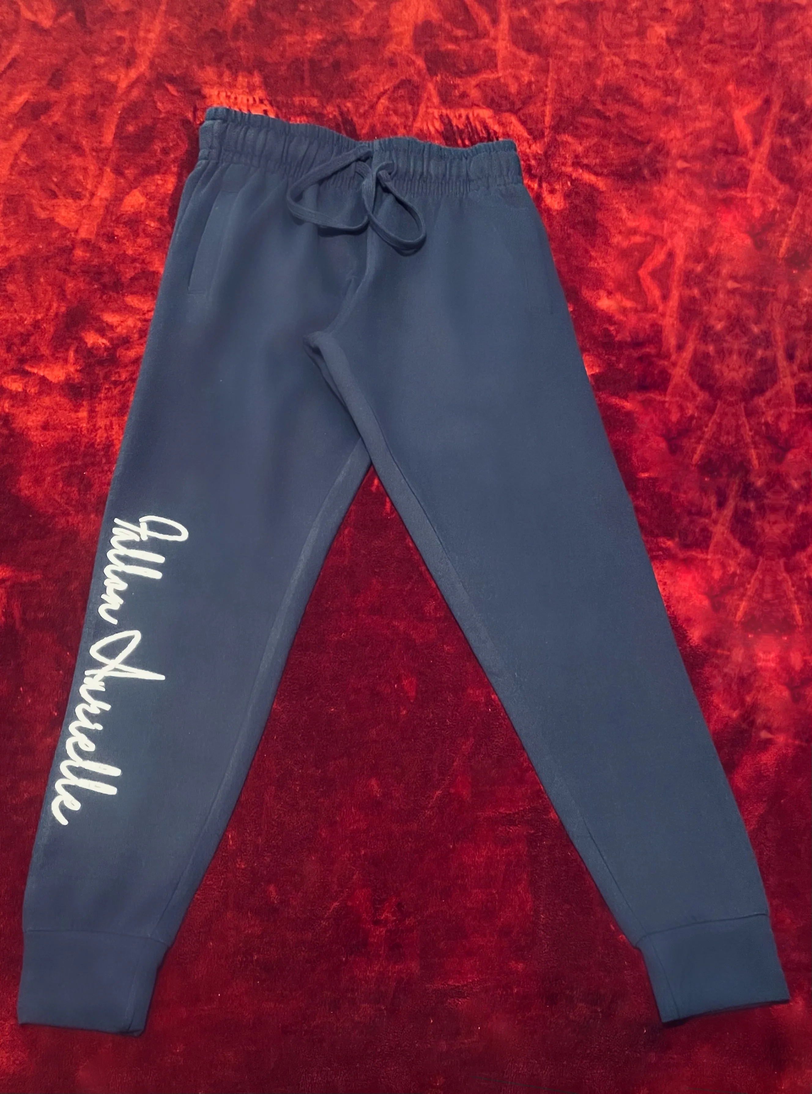 Fallon Aurielle Unisex Signature Pisces Logo & Name Zodiac Jogging Set (Navy & White)