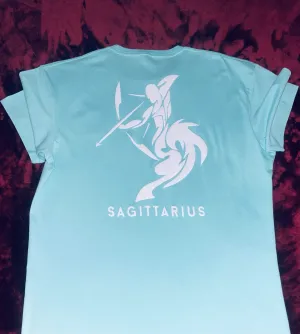 Fallon Aurielle Unisex Signature Sagittarius Logo & Name Zodiac T-Shirt (Seafoam Green & White)