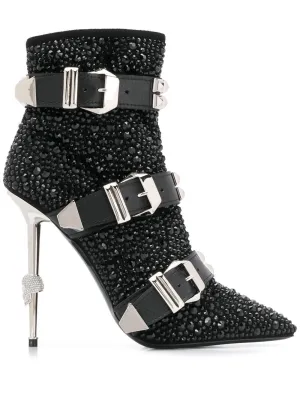 Fashion Crystal Stud Buckle Motorcycle Ankle Boots