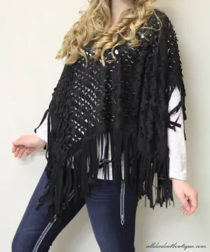 Firmiana | Scarf Poncho Black