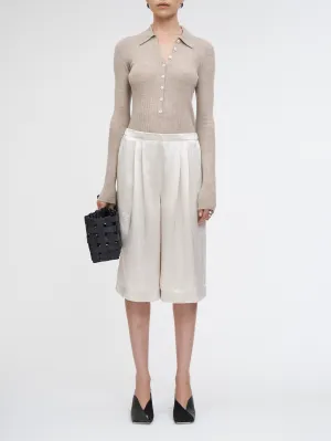 Flap Pocket Basketball Short in Glossy Champagne