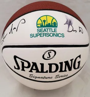 Gary Payton & Shawn Kemp Autographed Basketball Supersonics (Smudged) Beckett