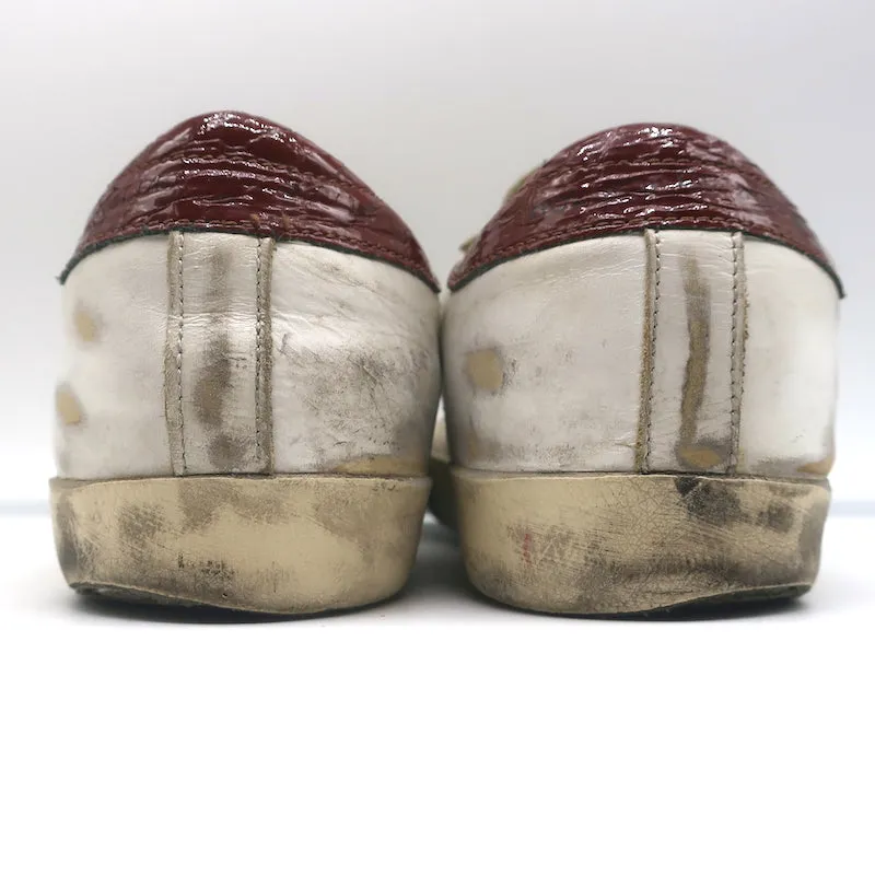 Golden Goose Superstar Sneakers White Leather & Croc-Embossed Patent Size 38