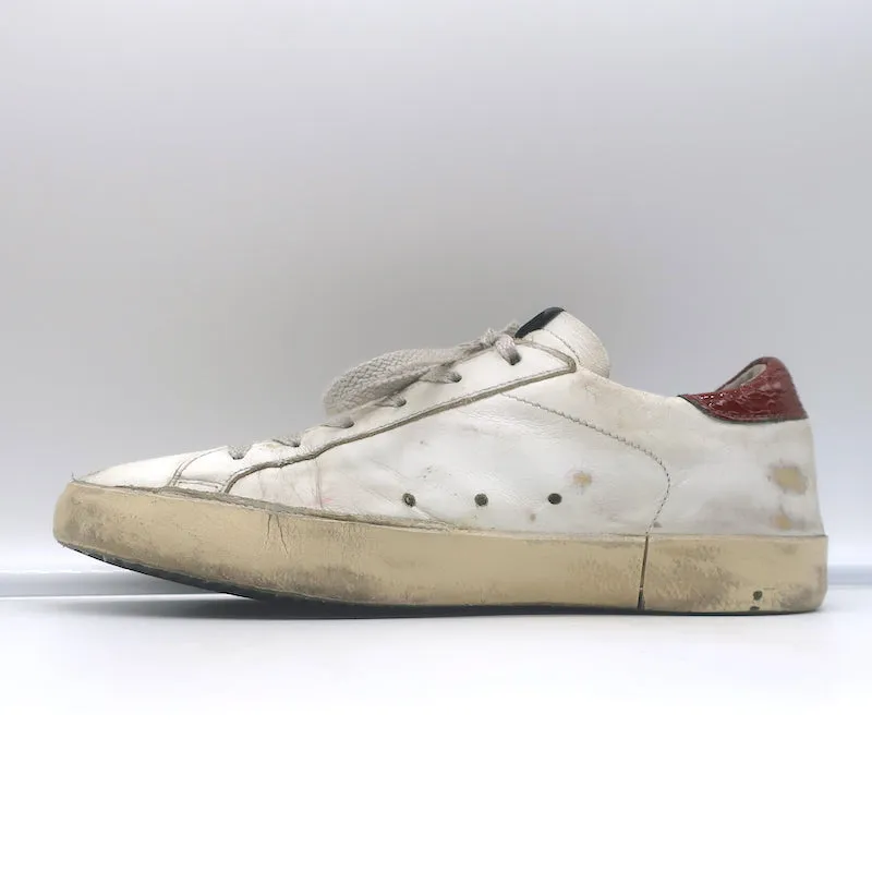 Golden Goose Superstar Sneakers White Leather & Croc-Embossed Patent Size 38