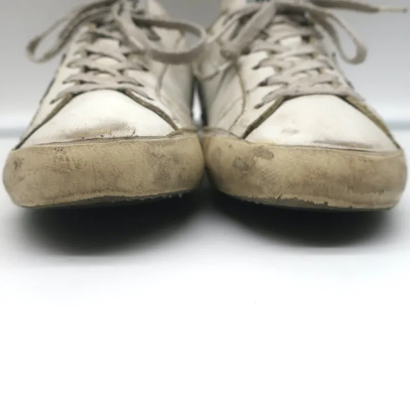 Golden Goose Superstar Sneakers White Leather & Croc-Embossed Patent Size 38
