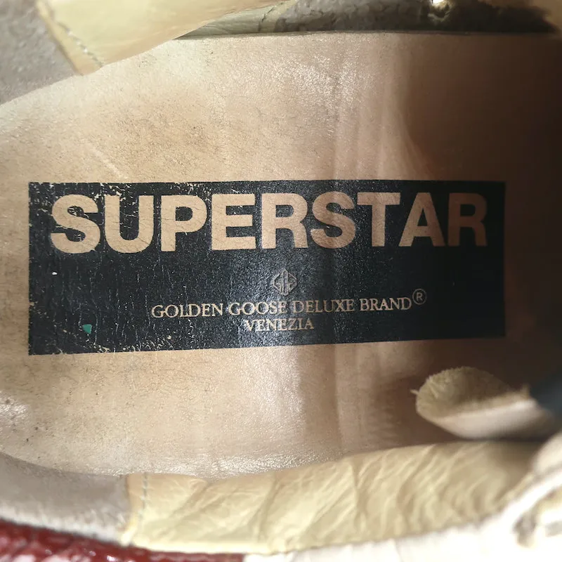 Golden Goose Superstar Sneakers White Leather & Croc-Embossed Patent Size 38